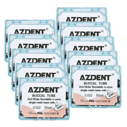 10 Boxes AZDENT Dental Orthodontic Buccal Tube 2nd Molar Bondable Split Non-Convertible Roth 0.022 50Sets/Box - azdentall.com