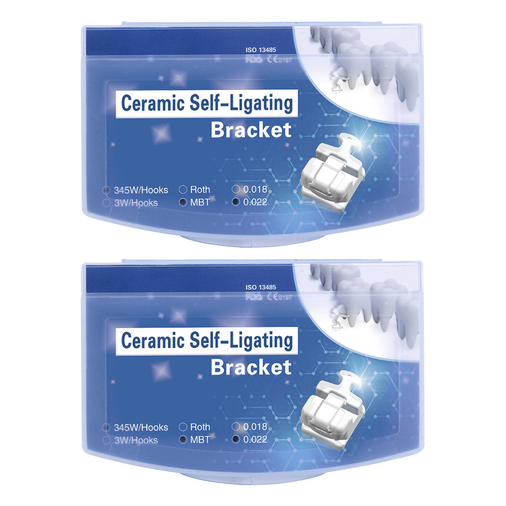 2 Boxes AZDENT Dental Orthodontic Self-ligating Ceramic Bracket Braces MBT .022 345Hooks 20pcs/Box - azdentall.com