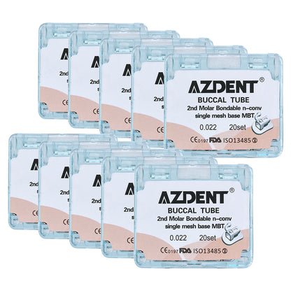 10 Boxes AZDENT Dental Orthodontic Buccal Tube 2nd Molar Bondable Split Non-Convertible MBT 0.022 20Sets/Box - azdentall.com