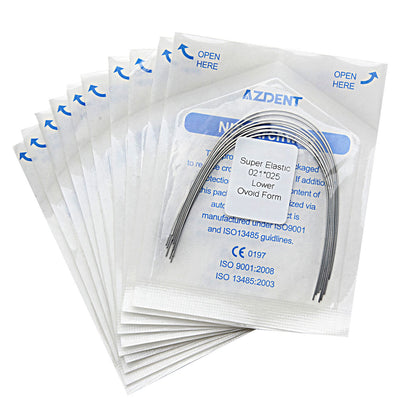 10 Bags AZDENT Dental Orthodontic Archwires Niti Super Elastic Ovoid Rectangular 0.021x0.025 Lower 10pcs/Pack - azdentall.com