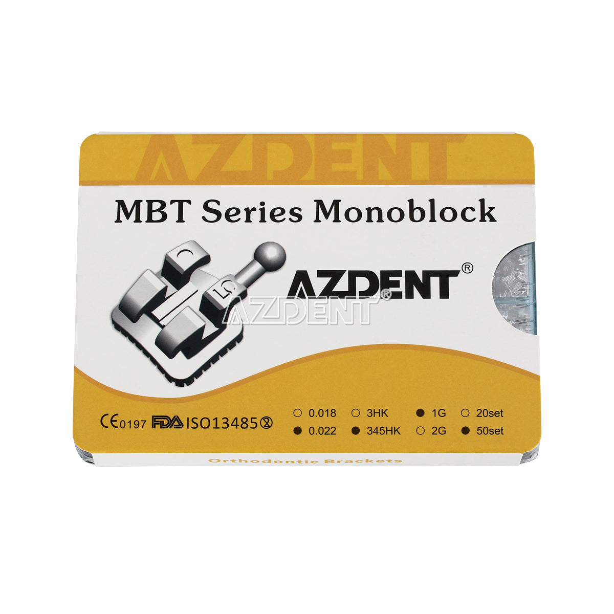 AZDENT Dental Metal Brackets Monoblock MBT .022 345Hooks 1000pcs/50sets/Box - azdentall.com