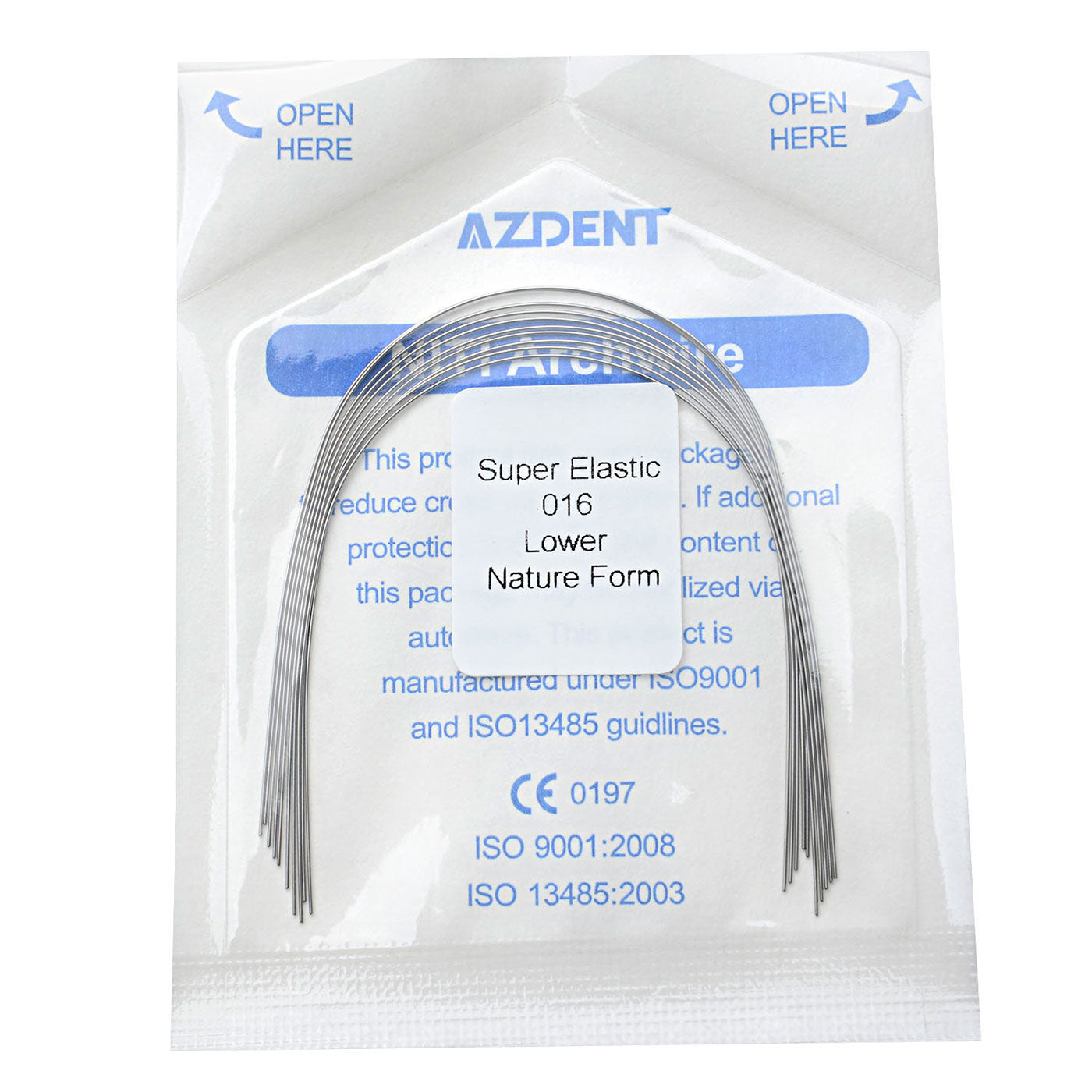 AZDENT Dental Orthodontic Archwires Niti Super Elastic Natural Round 0.016 Lower 10pcs/Pack - azdentall.com