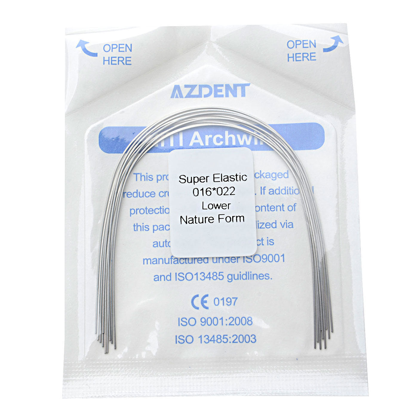 AZDENT Dental Orthodontic Archwires Niti Super Elastic Natural Rectangular 0.016x0.022 Lower 10pcs/Pack - azdentall.com