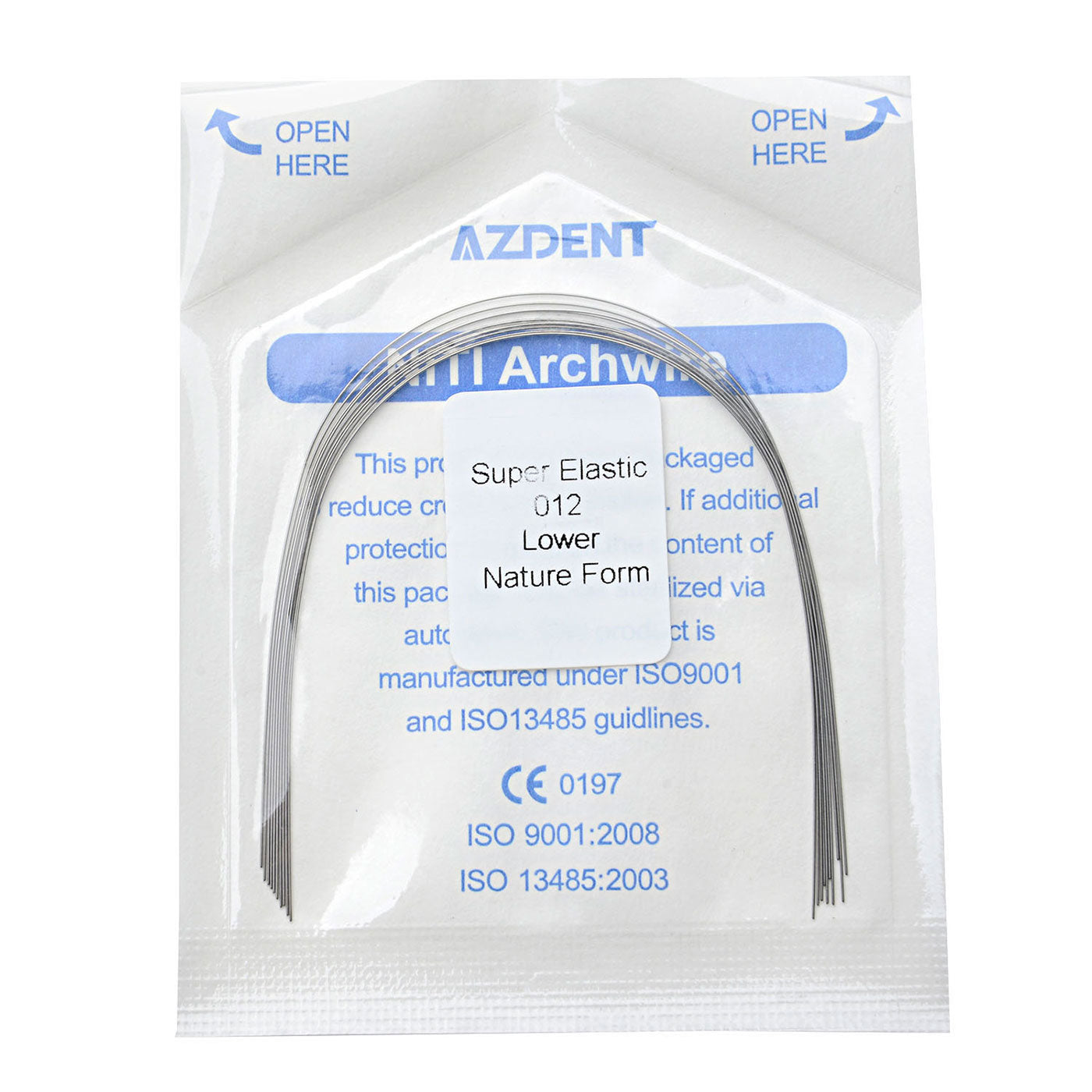 AZDENT Dental Orthodontic Archwires Niti Super Elastic Natural Round 0.012 Lower 10pcs/Pack - azdentall.com