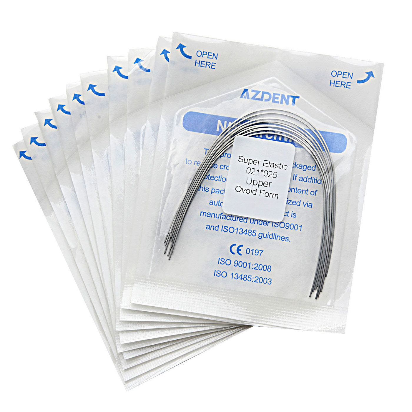 10 Bags AZDENT Dental Orthodontic Archwires Niti Super Elastic Ovoid Rectangular 0.021x0.025 Upper 10pcs/Pack - azdentall.com