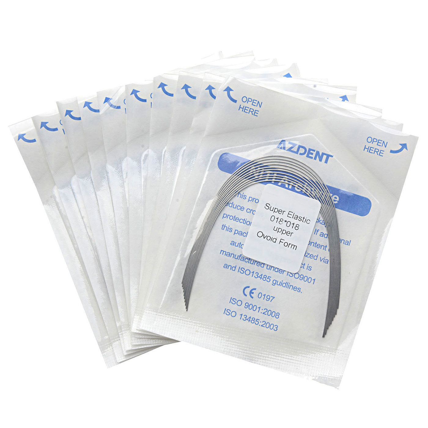 10 Bags AZDENT Dental Orthodontic Archwires Niti Super Elastic Ovoid Rectangular 0.018x0.018 Upper 10pcs/Pack - azdentall.com