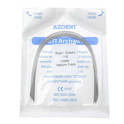 AZDENT Dental Orthodontic Archwires Niti Super Elastic Natural Round 0.018 Upper 10pcs/Pack - azdentall.com