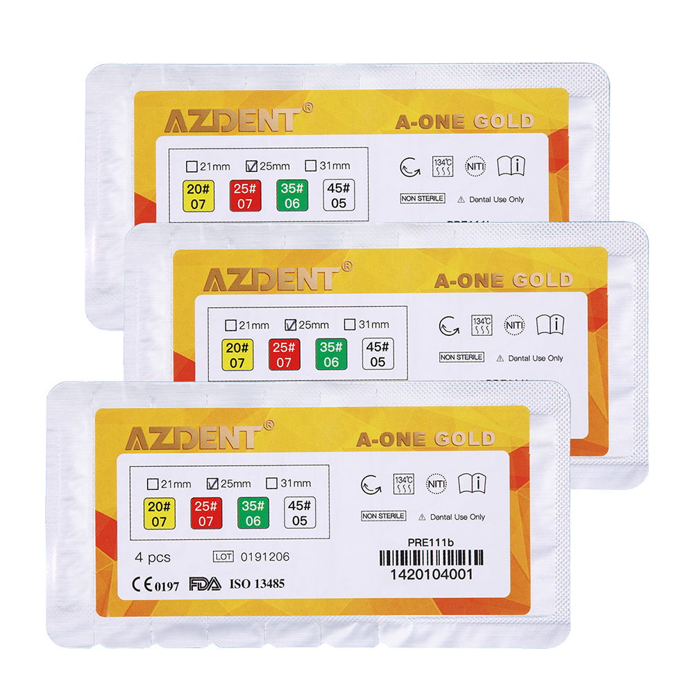 AZDENT Dental Niti Rotary Engine Files Reciprocating Root Canal 25mm 4Pcs/Pack-azdentall.com