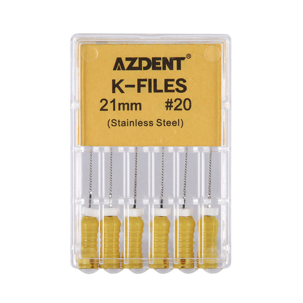 AZDENT Dental Hand K-Files Stainless Steel 21mm #15-80 6p/Pk 9 Color-azdentall.com