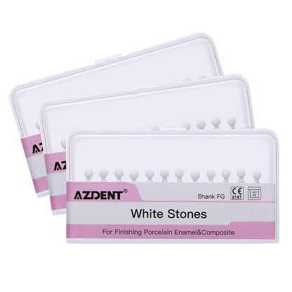 AZDENT Dental Polishing FG Burs Round Shape White Stone 12pcs/Kit-azdentall.com