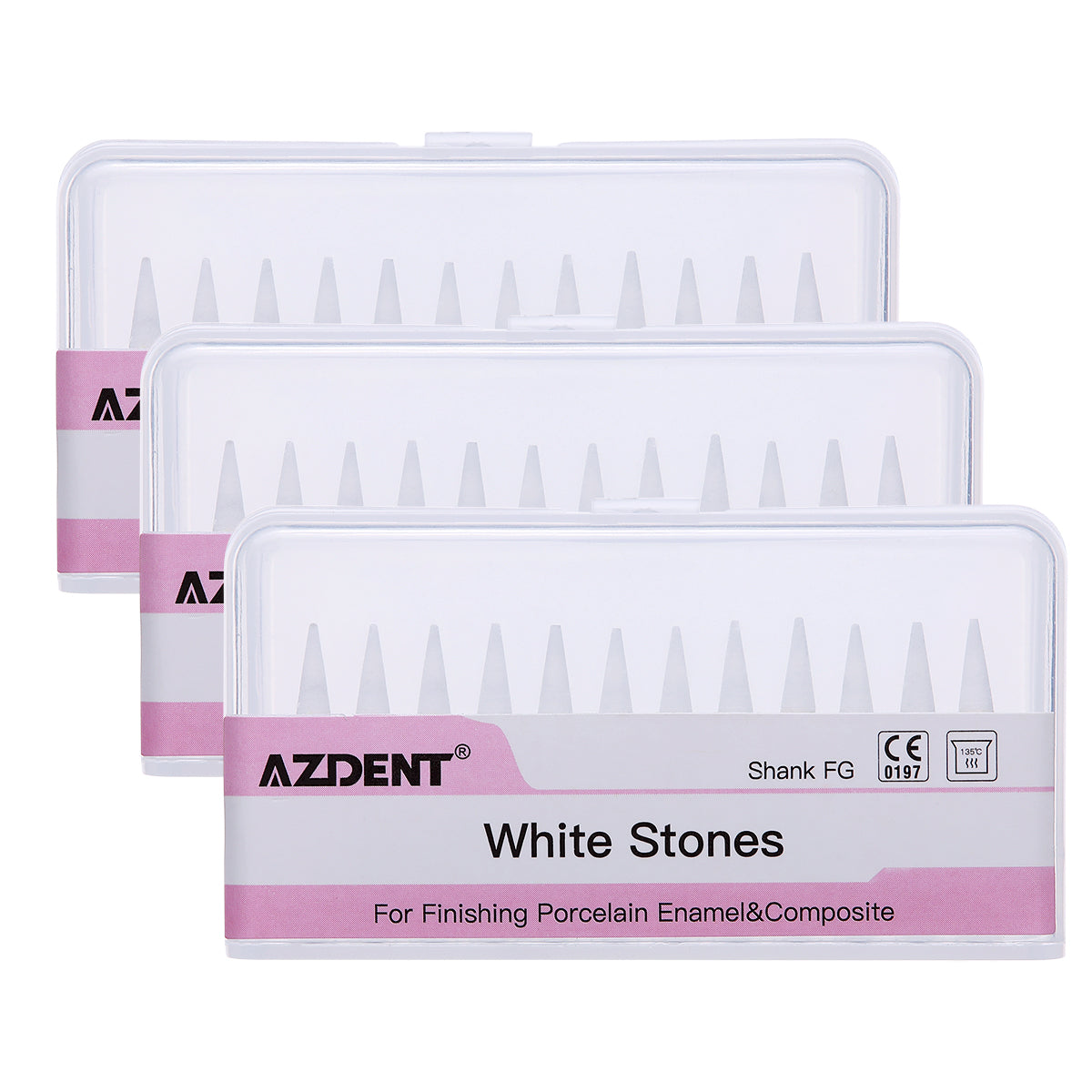 AZDENT Dental Polishing FG Burs Cone Shape White Stone 12pcs/Kit-azdentall.com