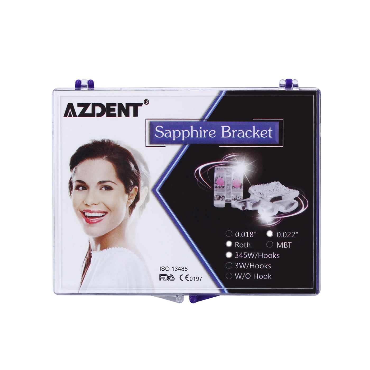 AZDENT Dental Orthodontic Ceramic Bracket Positioning Monocrystalline Sapphire Buccal Tube Mini Roth/MBT 0.022 345Hooks 28pcs/Kit - azdentall.com